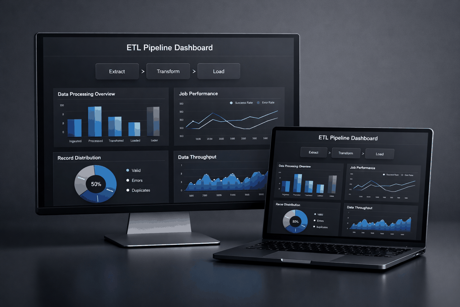 ETL pipeline dashboard on modern devices